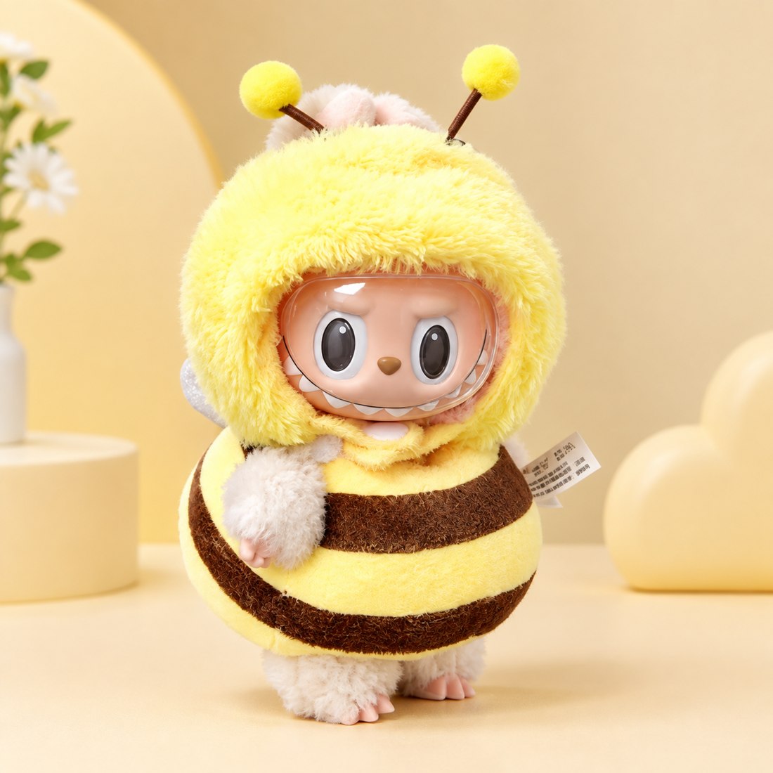 Small 10cm plush doll wearing fried shrimp costume