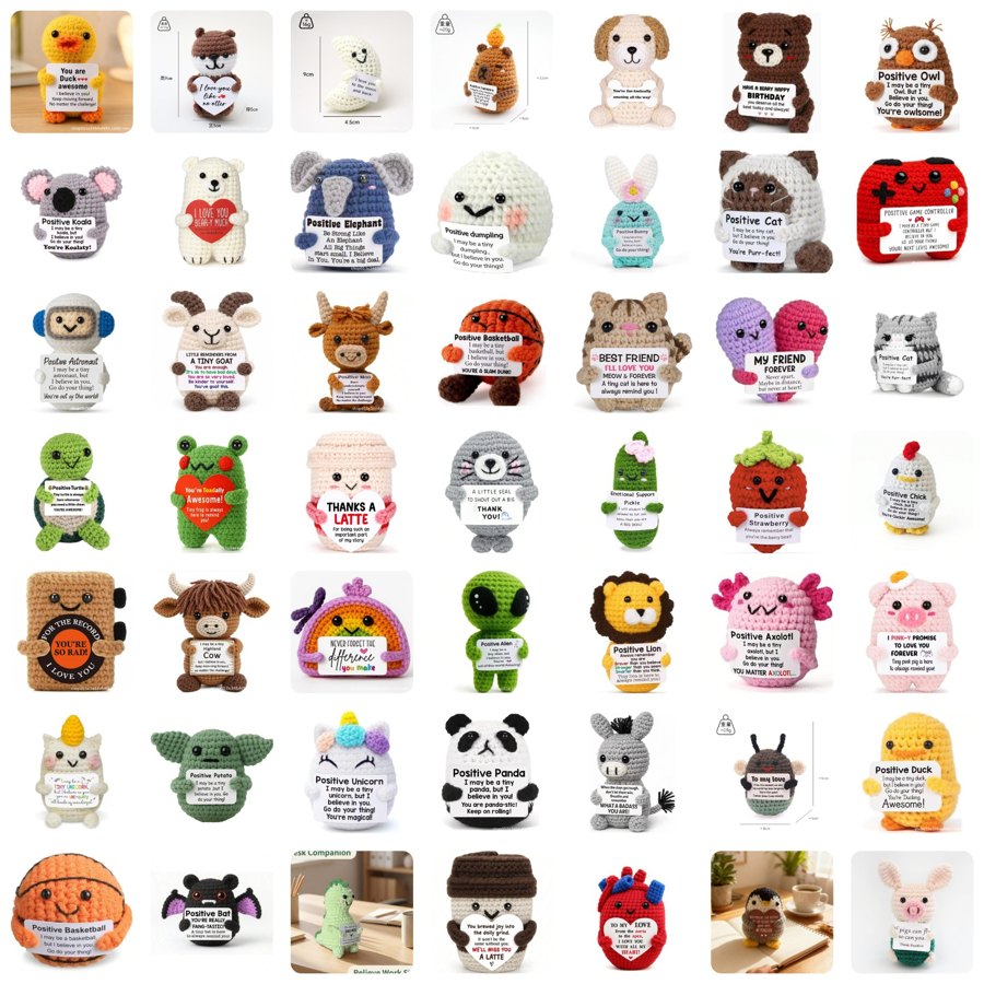 Free handmade crochet animal with inspirational card