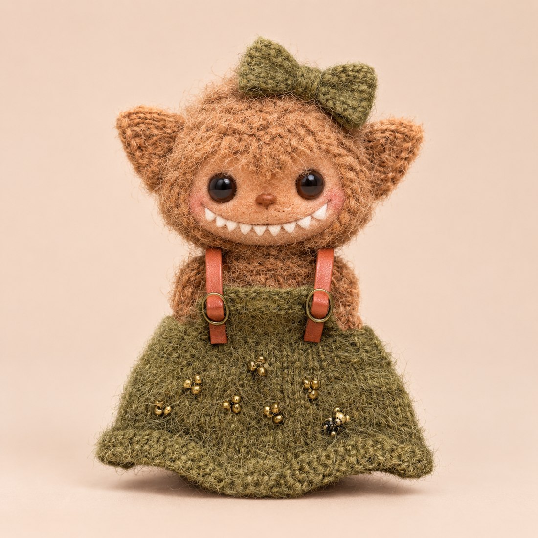 Small 10cm plush doll wearing Maillard warm autumn outfit